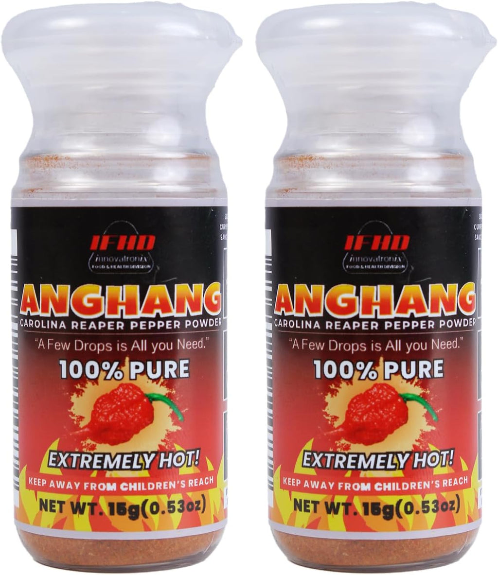 Innovatronix ANGHANG Carolina Reaper Pepper Powder (100% Pure) - 2 BOTTLES OF (0.53 oz / 15 grams each) | World's Hottest Pepper