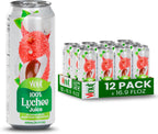 VINUT 100% Lychee Juice, No Added Sugar, Not From Concentrate, 16.9 fl oz (500 mL) Can, Pack of 12