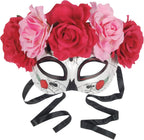 Loftus International Star Power Day of The Dead Sugar Skull Half Mask W Roses, White Multi, One-Size Novelty Item