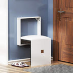 Wall Mounted Folding Shower Seat Solid Wood Bathroom Stool Easy Installatfor Hall Porch/White