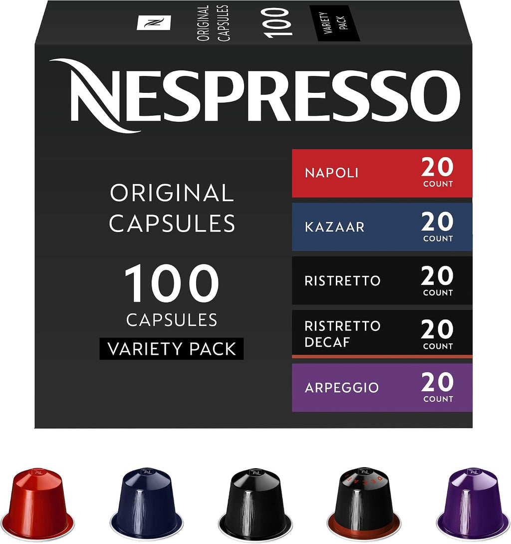 Nespresso Capsules Original, Dark Roast Variety Pack, Espresso Coffee, 100-Count (Pack of 1) Coffee Pods