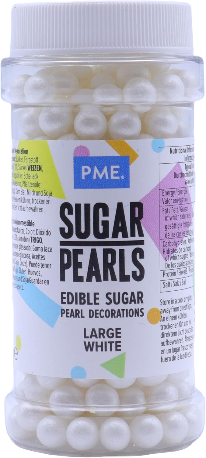 PME Large White Edible Sugar Pearls, 3 Ounce