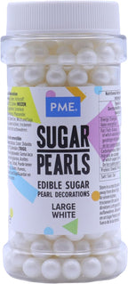 PME Large White Edible Sugar Pearls, 3 Ounce