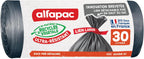Alfapac alfapac-20 Bags 30 L with Extra-Strong Made in France-Unique bi-Material Vegetable Recycled Maxi-Weights Wide Link, 1 unité (Lot de 1), Black