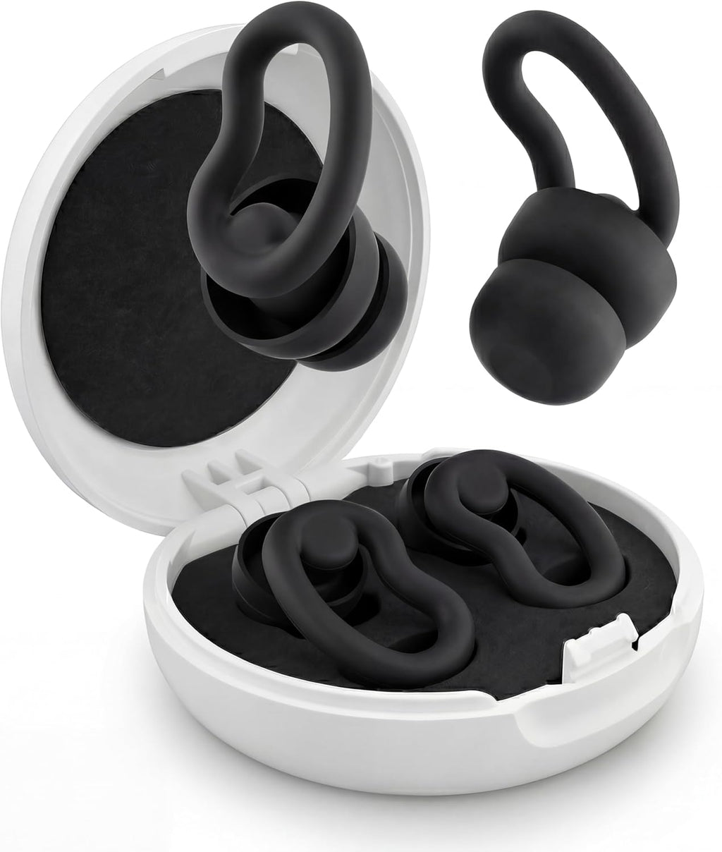Ear Plugs for Sleeping, 2 Pairs Reusable Ear Plugs for Side Sleepers, 6 Sizes Silicone Ear Tips (Single & Dual Layer) 30dB Noise Reduction for Snoring, Travel & Focus