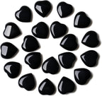 YATOJUZI 20PCS Black Obsidian Heart Healing Crystals Natural Black Obsidian Crystal Set Black Love Stones Polished Stone Bulk Wholesale Mini Pocket Gemstones Reiki Energy Gifts for Women