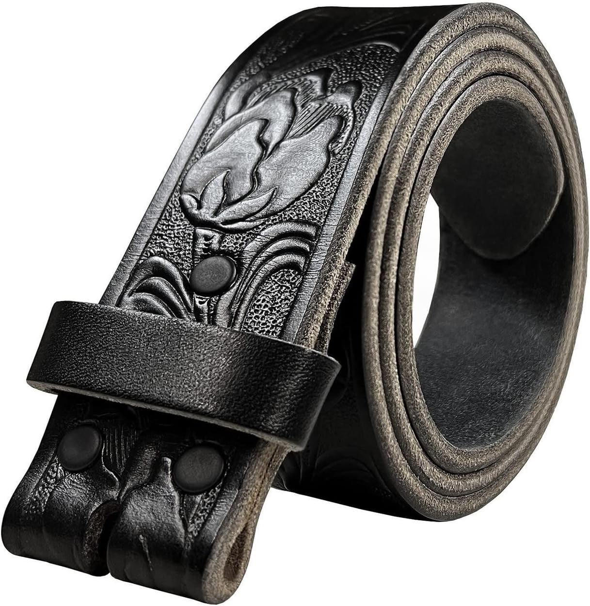 100% One-Piece Full Grain Leather Belt Straps with No Slot Hole/Slot Hole/Heavy-Duty, Multi Options 1-1/2" (38mm) Wide