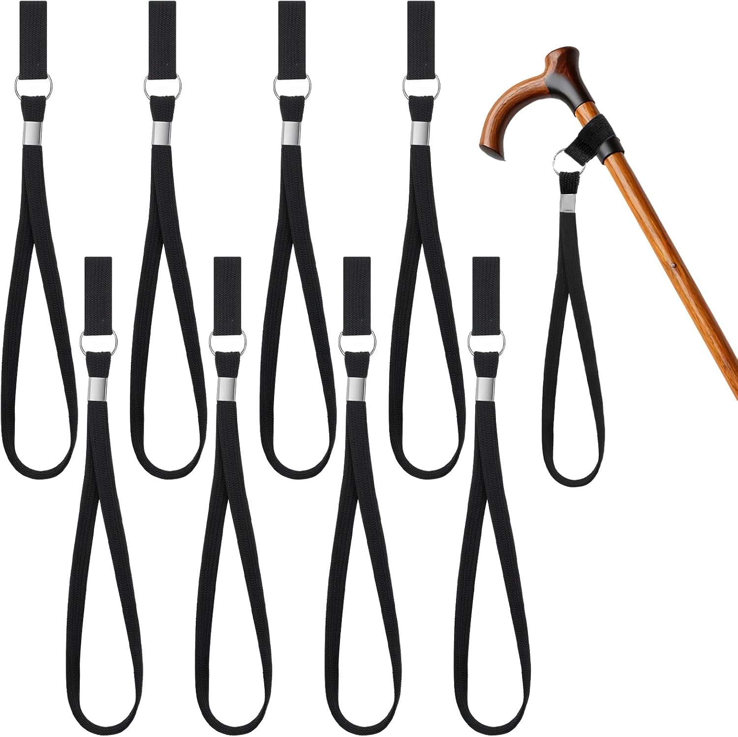 Nogeqi 8 Pcs Walking Cane Wrist Strap, Adjustable Stick Wrist Straps, Universal Cane and Crutch Strap Replacement for Foldable Walking Canes Elderly Crutches Accessories