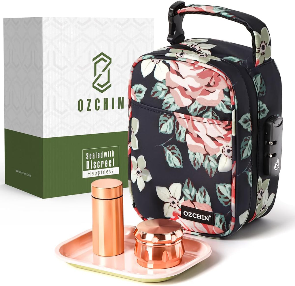 OZCHIN Large Smell Proof Bag with Combination Lock Odor Proof Lock Box Travel Storage Case Activated Charcoal Bag Great Christmas Gift