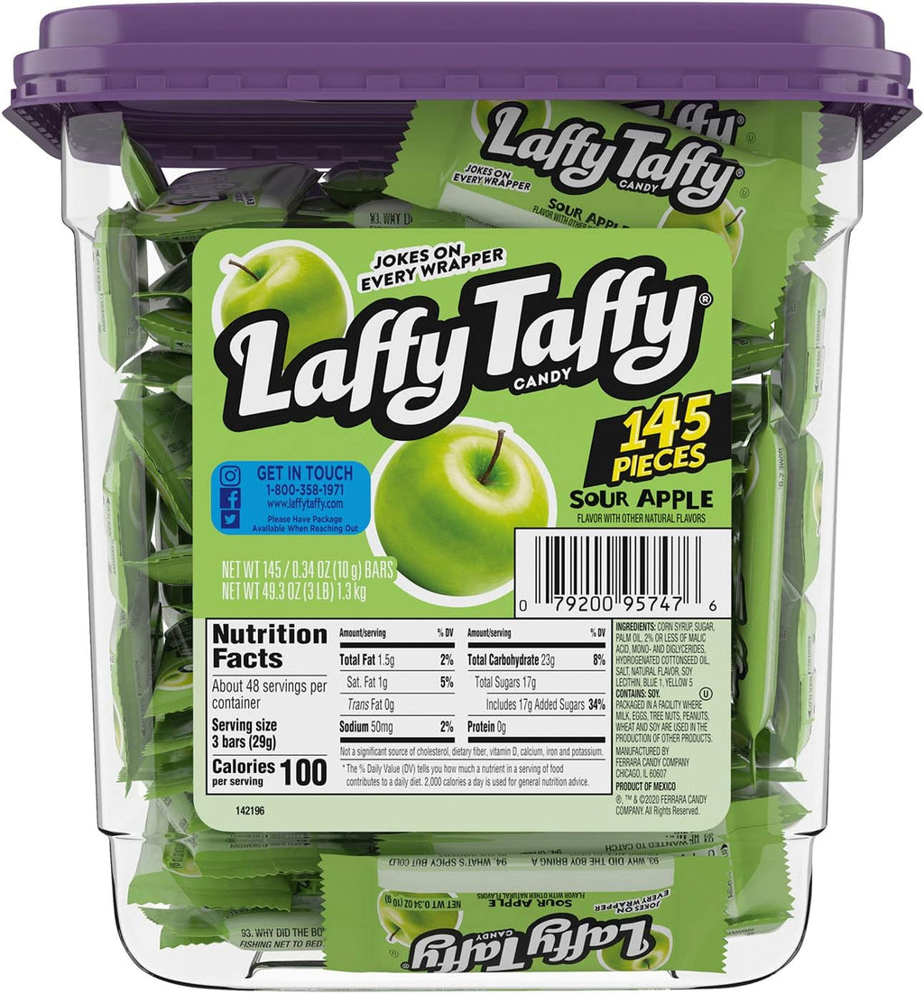 Laffy Taffy Candy, Sour Apple Flavor, 145 Pieces