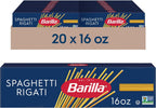 Barilla Spaghetti Rigati Pasta, 16 oz. Box (Pack of 20) - Non-GMO, Made with Durum Wheat Semolina - Kosher Certified