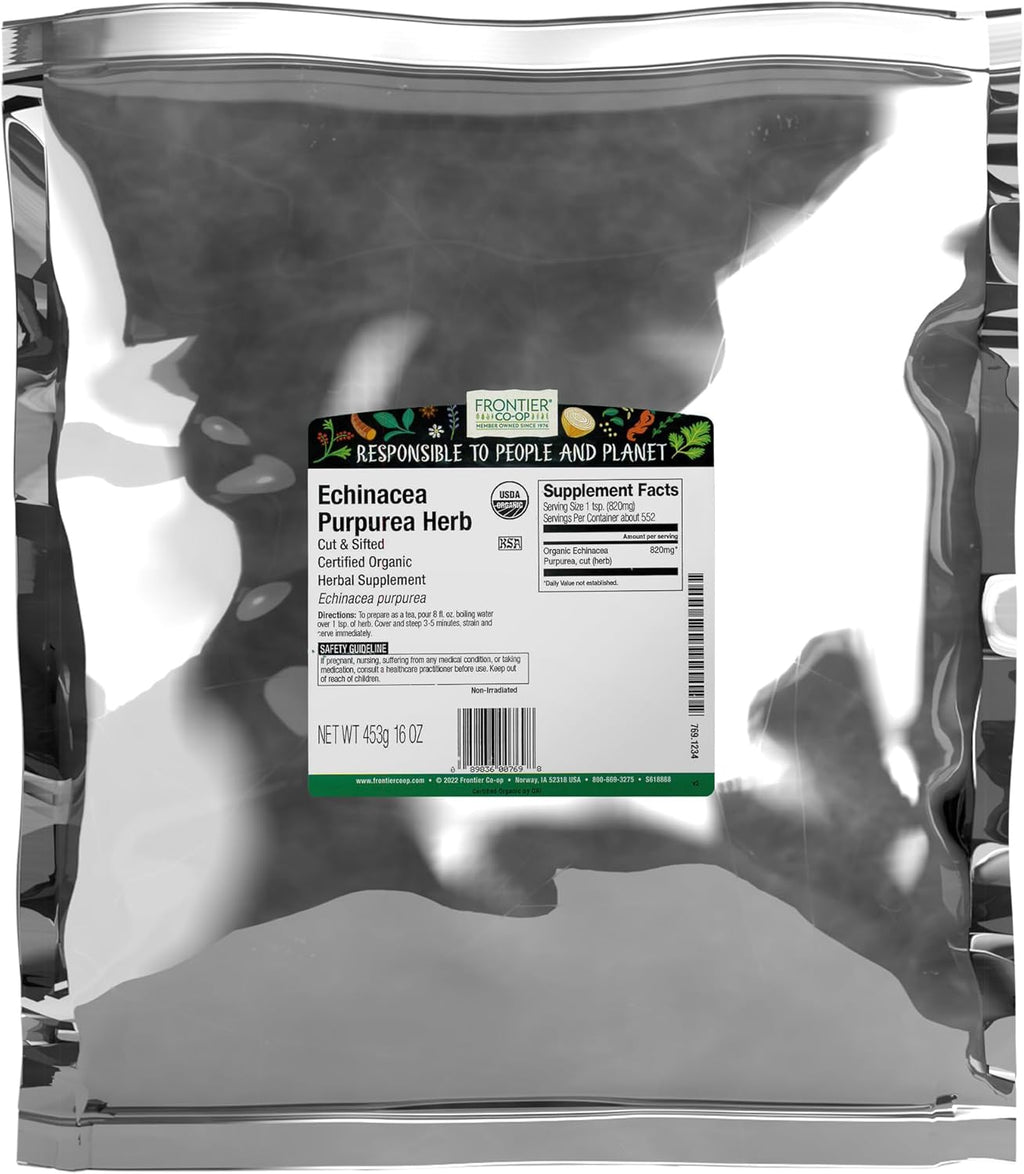 Frontier Co-op Organic Echinacea Purpurea Herb, Cut and Sifted, Kosher | 16 Ounce (Pack of 1)