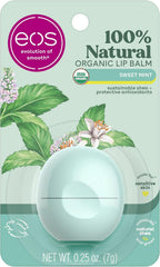 eos 100% Natural & Organic Lip Balm - Sweet Mint, All-Day Moisture, Dermatologist Recommended for Sensitive Skin Care, Lip Care Products, 0.25 oz