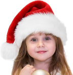 Iioscre Kids Santa Hat Toddler Christmas Hats Plush Xmas Luxury Velvet, Thick Classic Child Party Supplies for New Year Festive