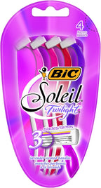 BIC ST3WP41 Soleil Twilight Women’s Disposable Razor, 3 Blades, Pink/Purple (Pack of 4)