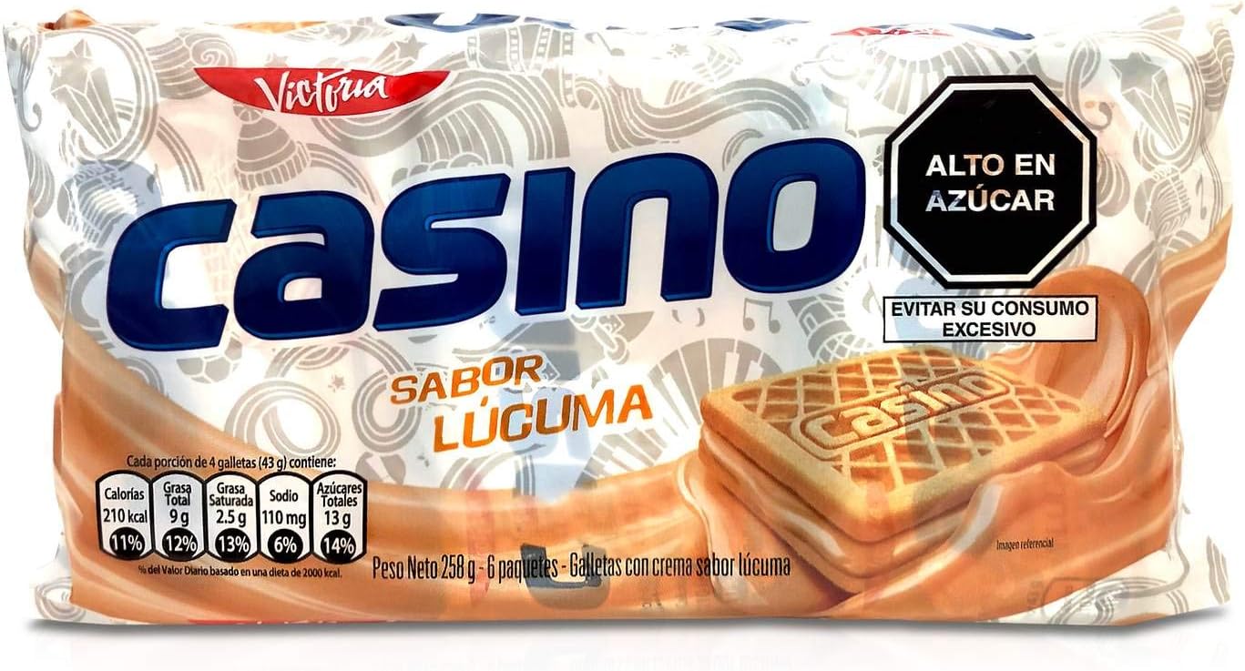 Generic Victoria Casino Galletas con Crema Sabor Lucuma 258 gr / 10.1 oz | Peruvian Casino Lucuma Cookie
