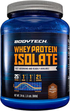 BodyTech Whey Protein Isolate Powder - 25g Protein per Serving with BCAAs - Fast-Absorbing for Muscle Growth & Recovery - Rich Chocolate (1.5 lb, 21 Servings)