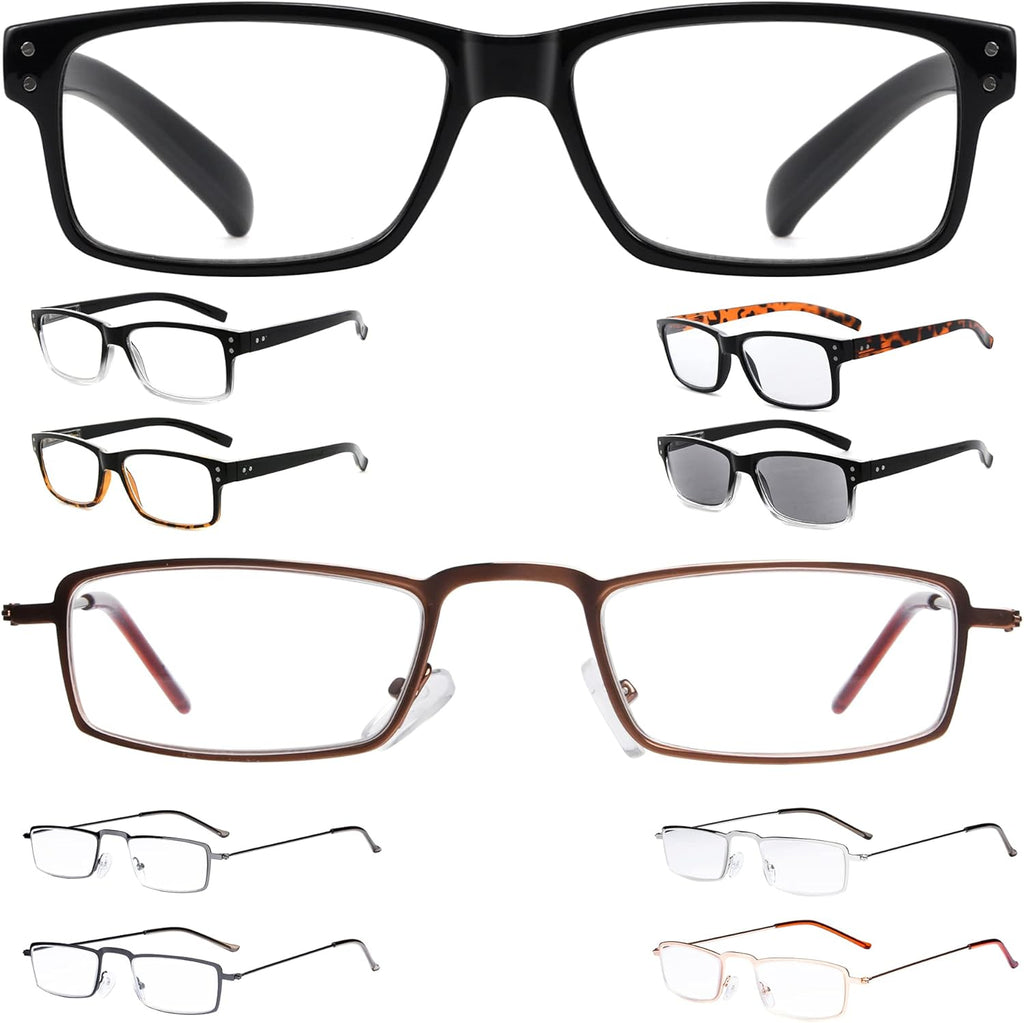 Eyekepper Save 10% on Bundled 5 Pack Vintage Reading Glasses for Men and 5 Pack Half Eye Readers +1.75