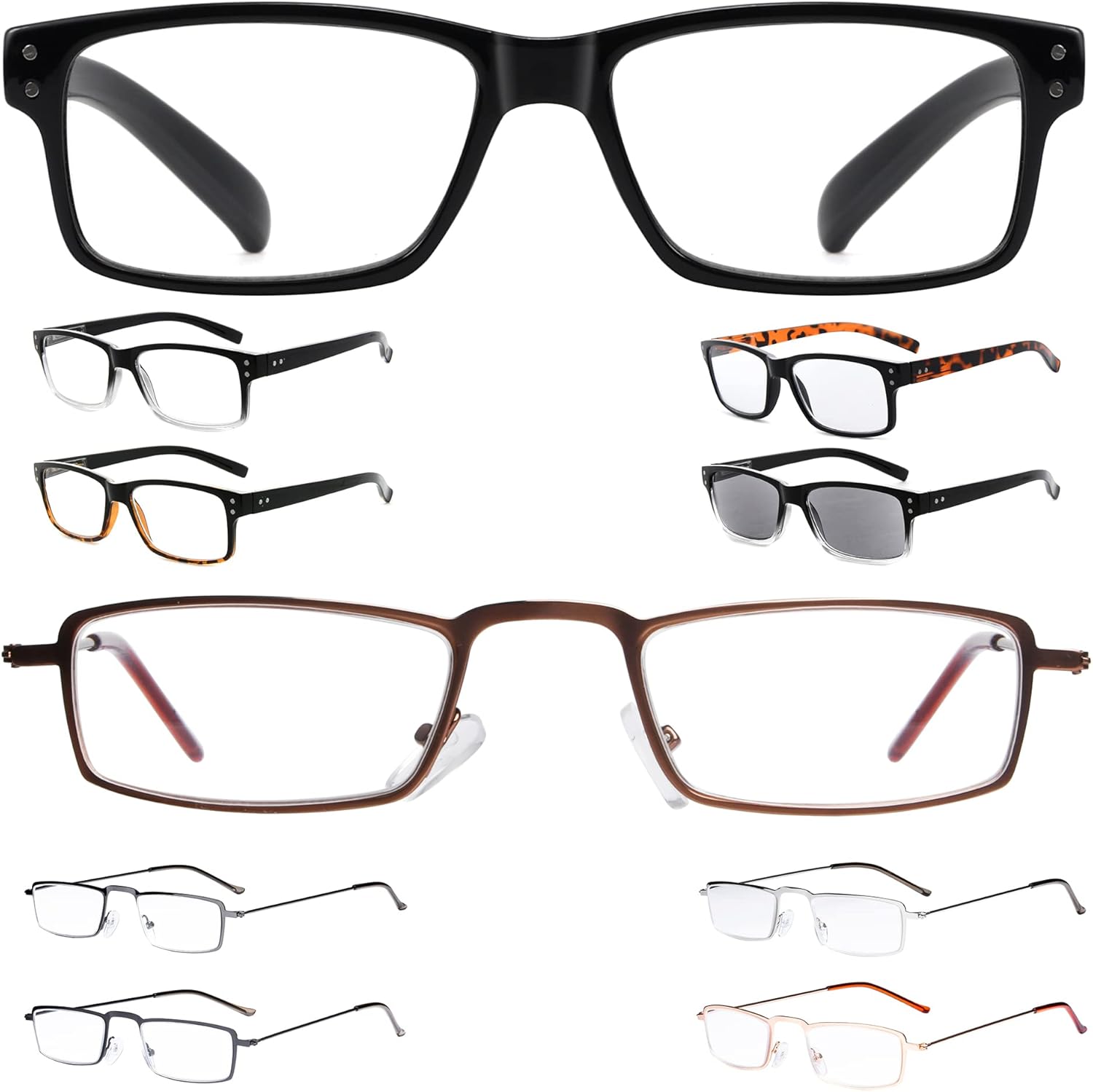 Eyekepper Save 10% on Bundled 5 Pack Vintage Reading Glasses for Men and 5 Pack Half Eye Readers +1.75