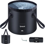 Spopal Collapsible Bucket with Handle 20L, Multifunctional Folding Water Container for Camping, Hiking, Traveling, Fishing, Laundry, Gardening, Waterproof, Durable, Lightweight