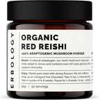 Erbology Organic Reishi Mushroom Powder 50 Servings - 21% Beta-glucans - Immunity Support - Ganoderma Lucidum - Small Batch - Sustainably Grown in Europe - Vegan - Non-GMO - No Added Fillers