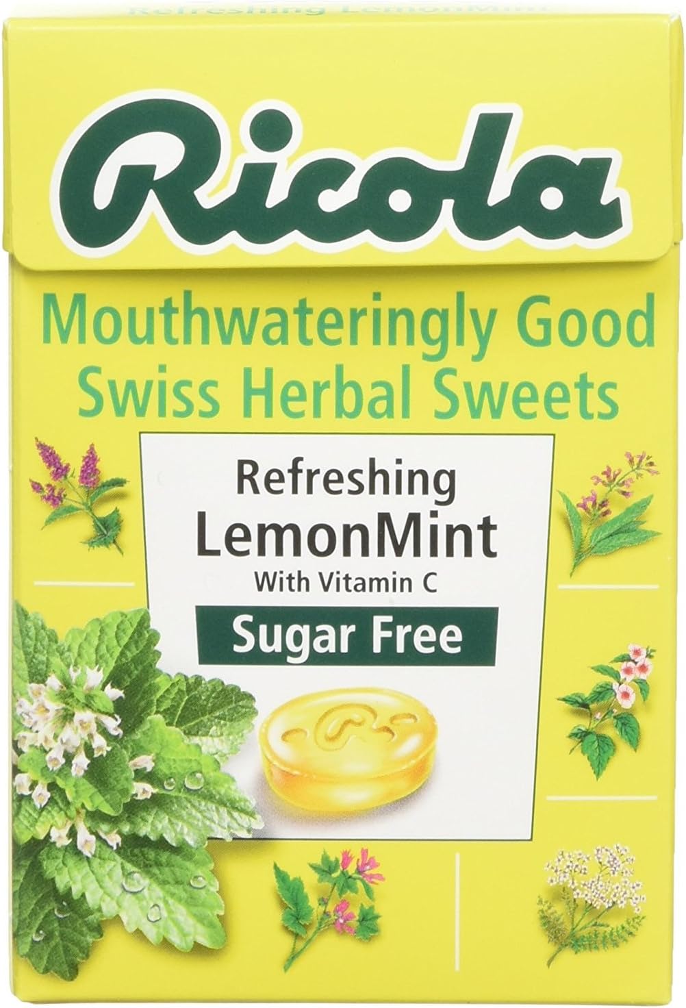Ricola Lemon Mint Sugar Free Swiss Herb Drops 45 g (Pack of 10)