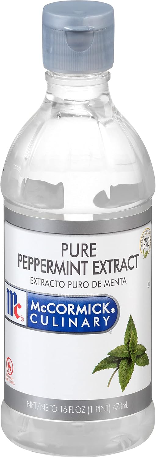 McCormick Culinary Pure Peppermint Extract, 16 fl oz - One 16 Fluid Ounce Bottle of Peppermint Extract, Made from Real Peppermint Leaves to Add Flavor to Milkshakes, Coffees, Cocktails and More