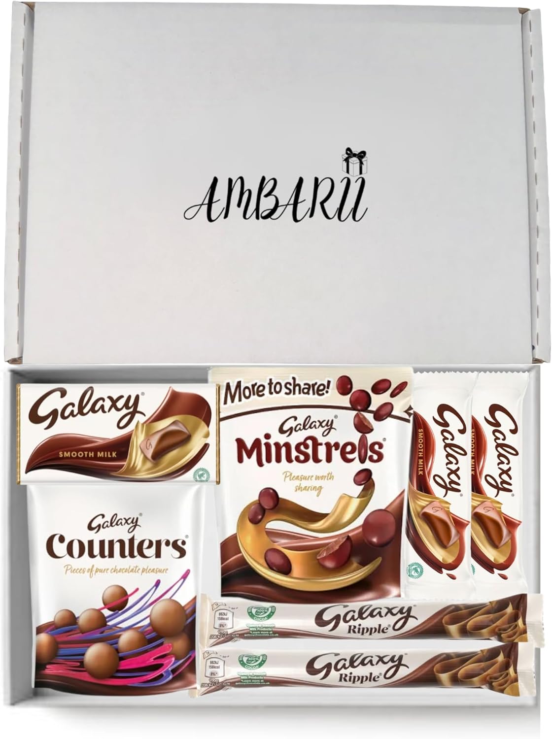 AMBARII Galaxy Chocolate Gift Box Hamper | Filled with Galaxy Full Sized Bars | Hamper of Chocolates| Gift for Everyone | Treat Box
