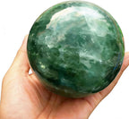 Natural Stone Crystal Sphere Feng Shui Home Decoration Ball Positive Energy Scrying Orb for Meditation Tool for Spiritual Space Purification Globe Diameter 6-7cm Green Fluorite Sphere