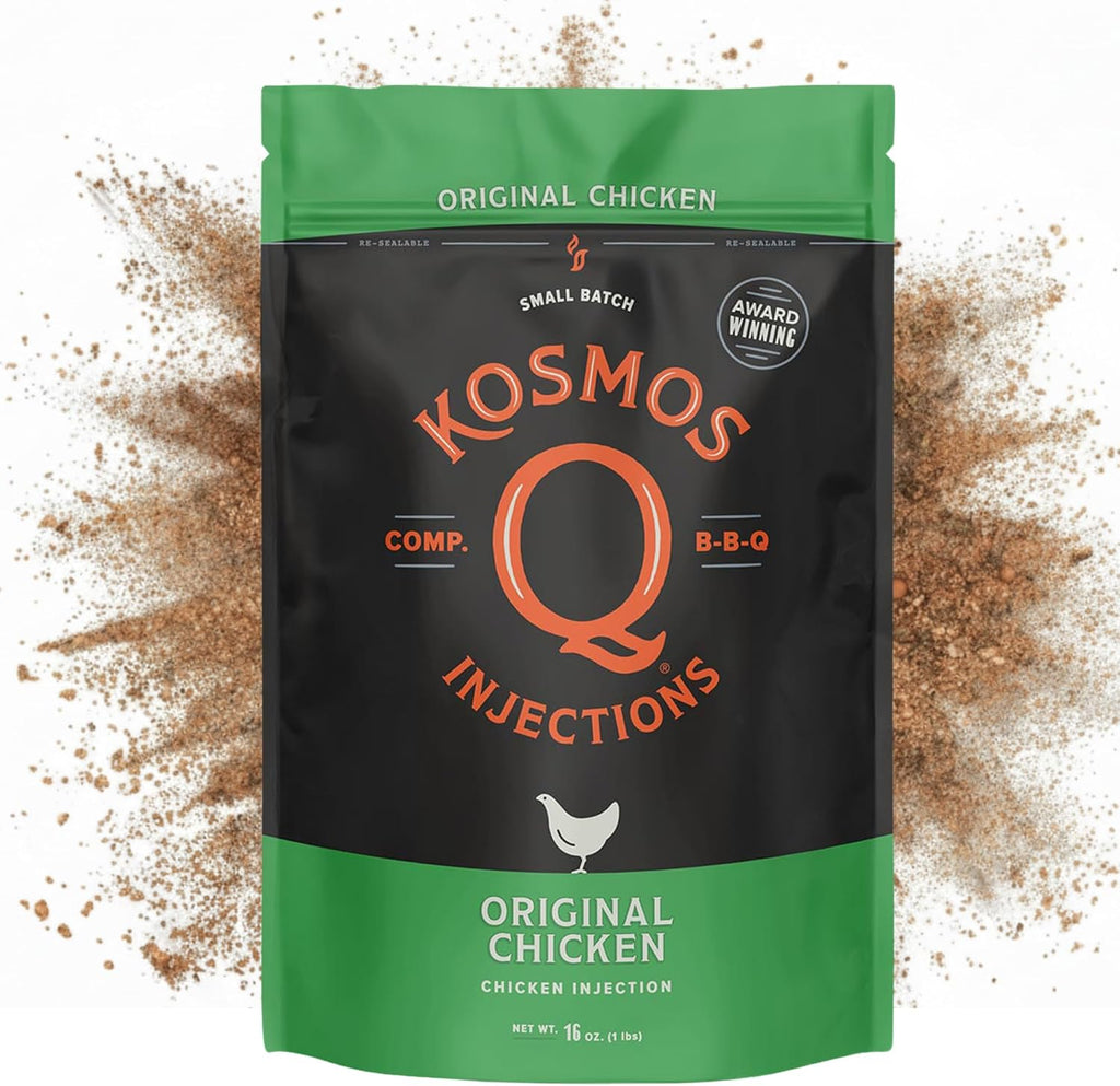 Kosmos Q Original BBQ Chicken Injection, BBQ Marinade Seasoning for Whole Chicken, Smoked Wings & Roasted Meats, Award-Winning Competition Blend, Moisture-Retaining Formula, 16 Oz Jar