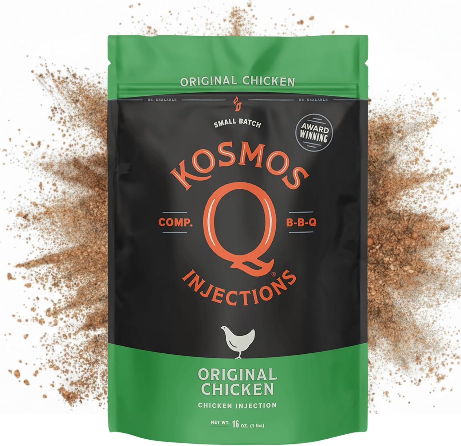 Kosmos Q Original BBQ Chicken Injection, BBQ Marinade Seasoning for Whole Chicken, Smoked Wings & Roasted Meats, Award-Winning Competition Blend, Moisture-Retaining Formula, 16 Oz Jar