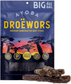 Ayoba Traditional Droewors Grass Fed Beef Paleo Sticks (4 Ounce, Pack of 1) - Keto Friendly, Air-Dried Beef Protein Snacks - Low Carb, Gluten Free, Nitrate Free, No Sugar, Meat Snacks