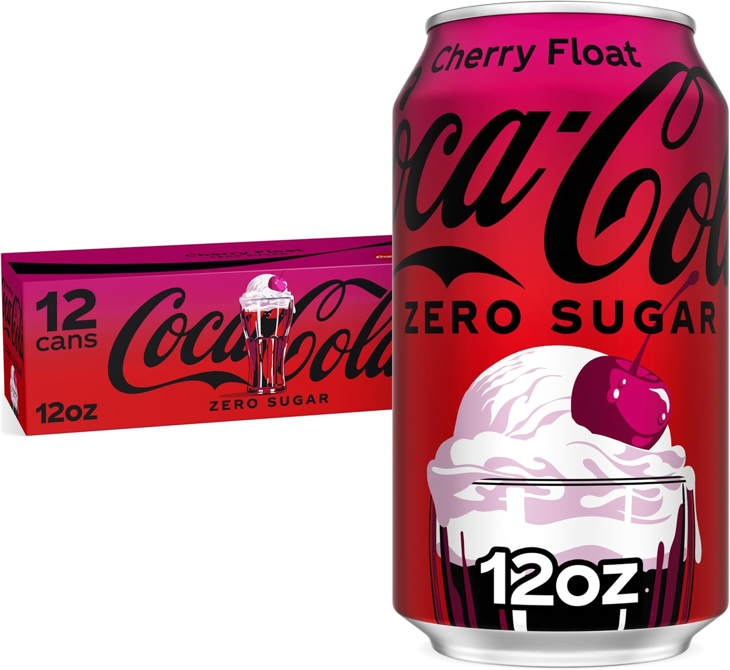 Coca-Cola Zero Sugar Cherry Float Soda Soft Drink Cans, 12 fl oz, 12 Pack