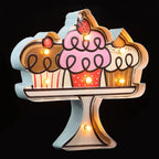 Holibanna 1pc Retro Led Cake Shaped Wall Decor Light Adorn for Home and Shop Creative Iron Material for Parties and Celebrations Battery Not Included