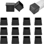 EASYEAH 3/4" (19mm) Square Chair Leg Floor Protectors, Black Rubber Chair Leg Caps, Non-Slip Patio Furniture Feet Cap, PVC Chair Feet Covers for Hardwood Floors, Tables & Patio Furniture, 12pcs