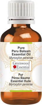 Greenwood Essential Peru Balsam Essential Oil (Myroxylon pereirae) Pure | Viscous Texture | Rich Aroma | Unisex | All Skin Types |Natural Extract Steam Distilled 30ml (1 oz)