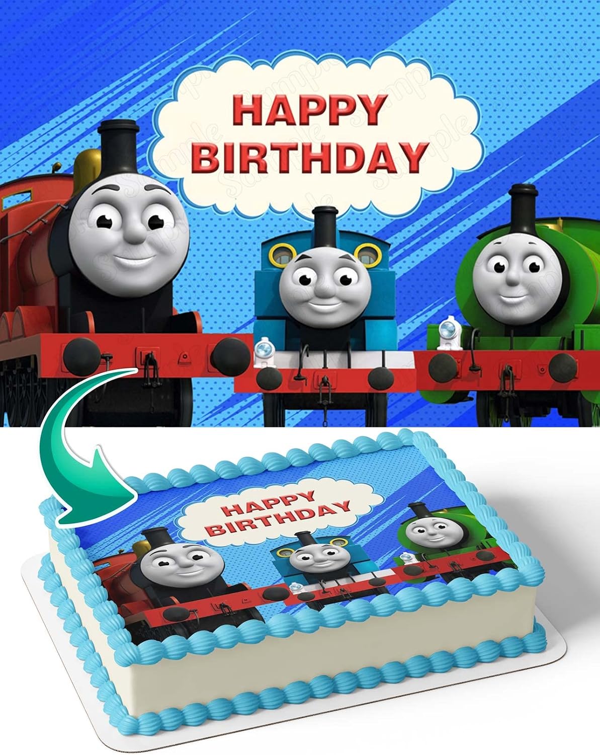 CAKECERY Train Friends Edible Cake Image Topper Birthday Cake Banner 1/4 Sheet