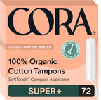 Cora Organic Cotton Tampons (72 Super Plus Tampons)