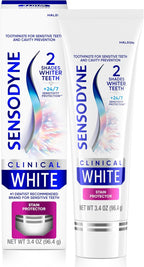 Sensodyne Clinical White Toothpaste Clinically Proven Whitening for Sensitive Teeth, Stain Protector, 3.4 oz
