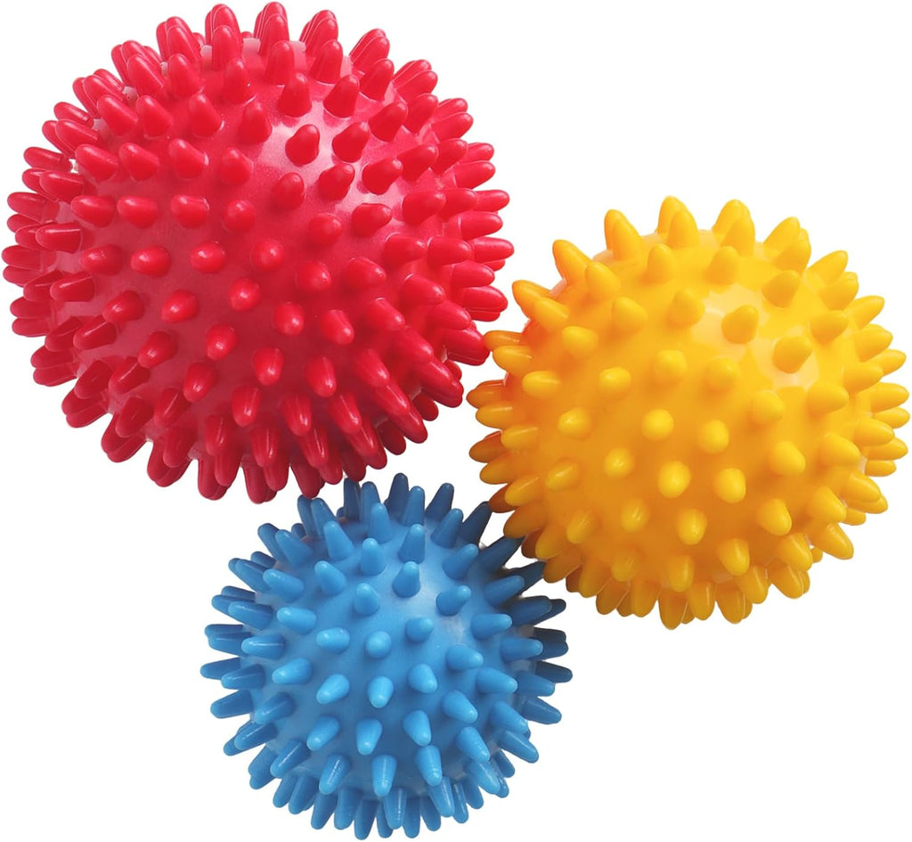 Spiky Massage Balls- 3PCS (Firm, Medium and Soft) Muscle Massager Ball for Feet, Back, Neck, Muscles, Hands Massager Roller for Plantar Fasciitis, Foot Arch Trainer, Exercise, Physical Therapy