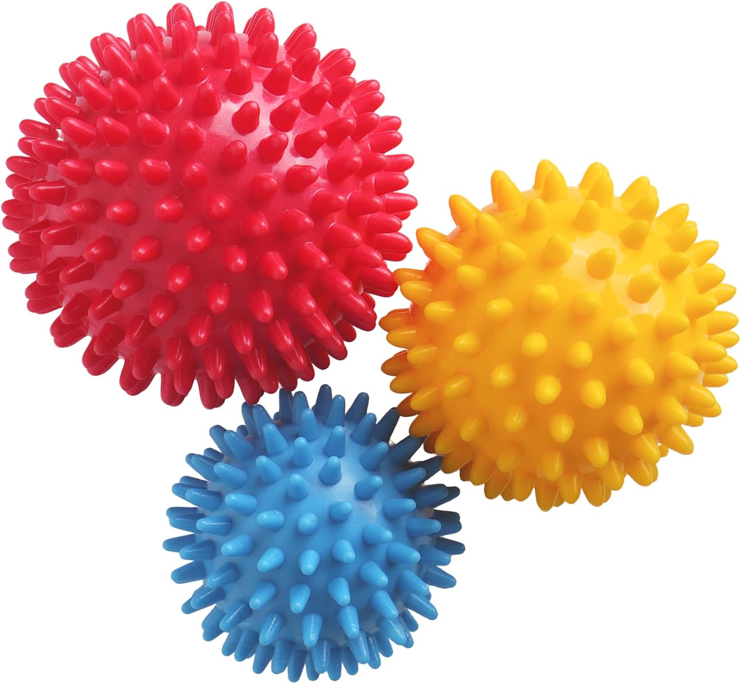 Spiky Massage Balls- 3PCS (Firm, Medium and Soft) Muscle Massager Ball for Feet, Back, Neck, Muscles, Hands Massager Roller for Plantar Fasciitis, Foot Arch Trainer, Exercise, Physical Therapy
