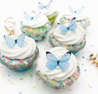 Sugar Robot Edible Butterflies for Cake Decorating - Small Pastel Blue Butterfly Cake Toppers and Cupcake Toppers - Decoration Made in the USA - Premium Crafted (Blue)