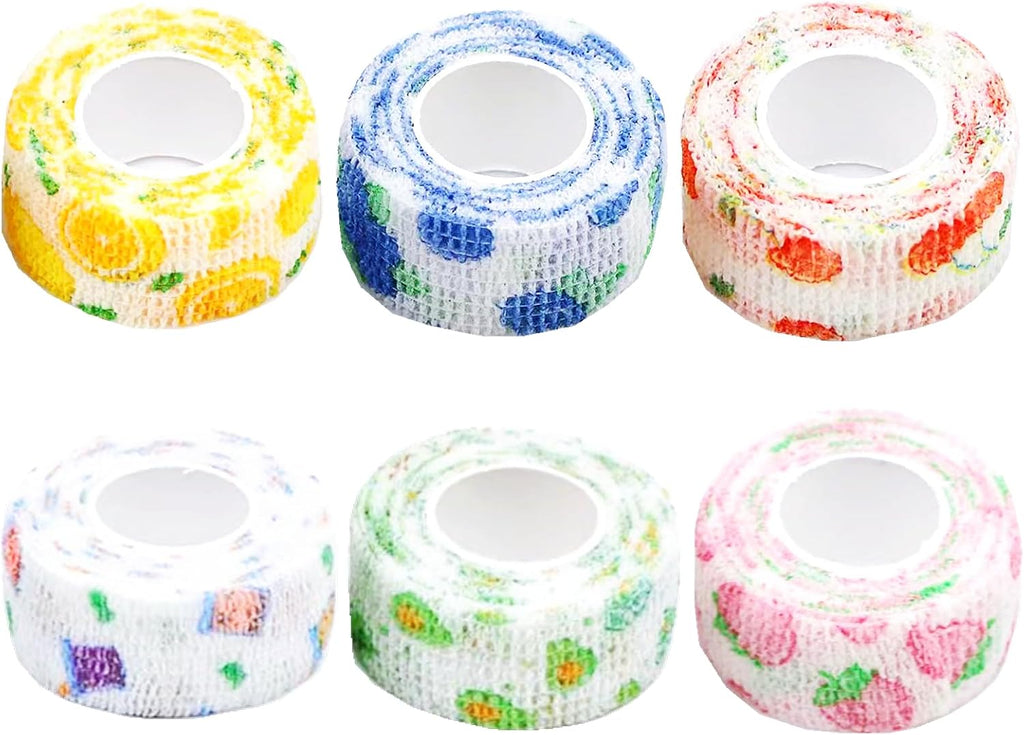 6 Rolls Self Adhesive Bandage Wrap Tape Tattoo Grip Tape Adherent Vet Wrap Elastic Cohesive Bandage for Sports, Finger Wrist