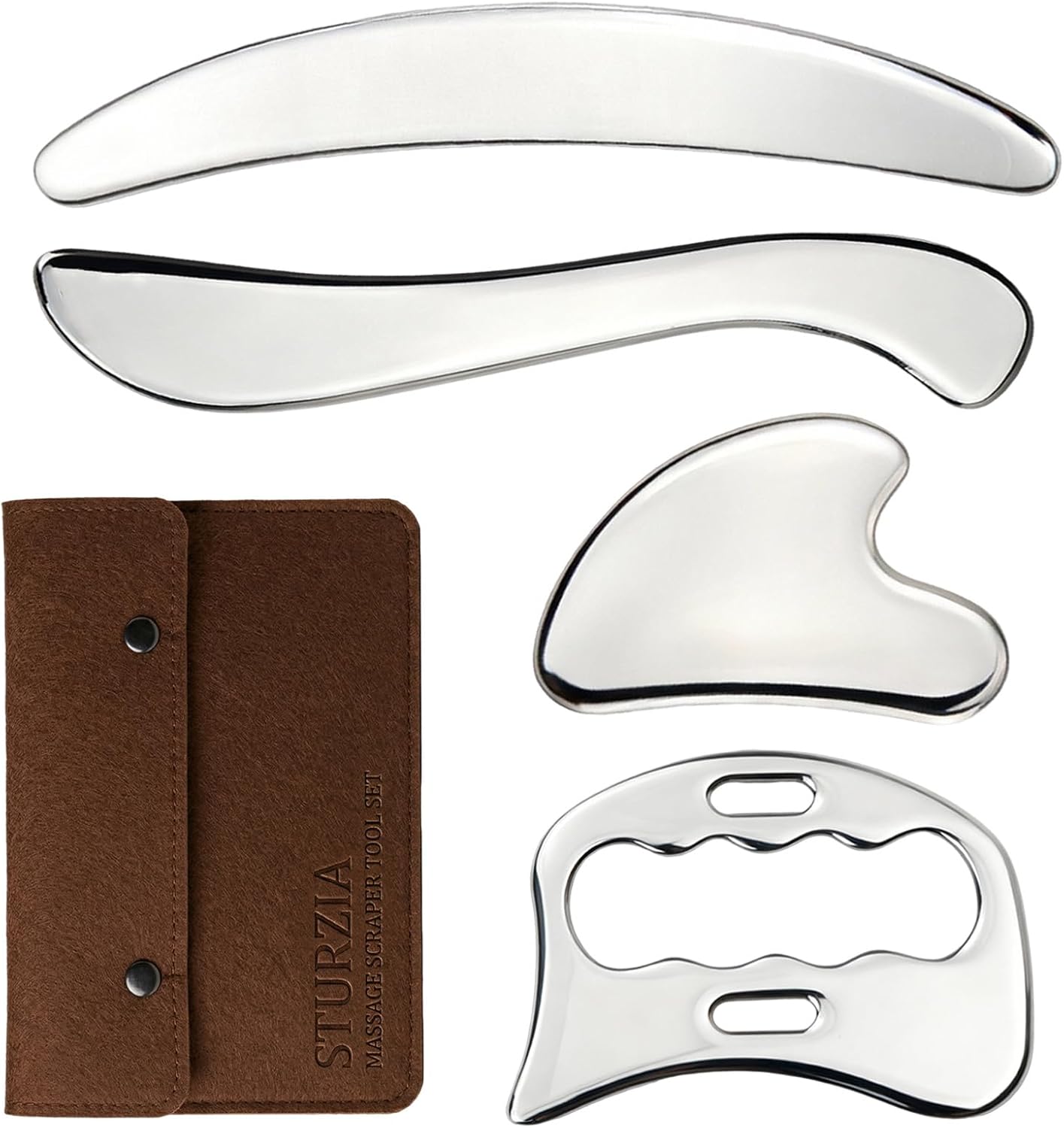 Stainless Steel Muscle Scraper Tool Set for Deep Tissue Massage and Physical Therapy, Professional Gua Sha Scraping Board for Soft Tissue Mobilization, Includes Diverse Shapes for Recovery