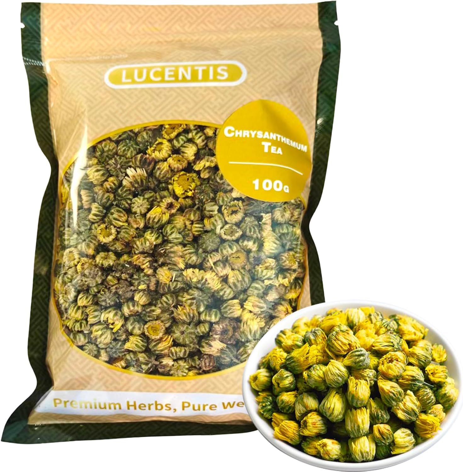 Top Grade Chinese Chrysanthemum Tea – 100g/3.52oz – Tai Ju (胎菊), Premium Natural Dried Chrysanthemum Flowers, Loose Leaf, Non-GMO, Caffeine-Free, Soothes Eyes & Clears Heat