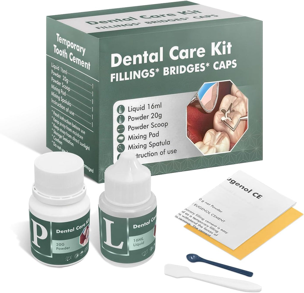 Tooth Repair Kit, Zinc Oxide Eugenol Cement for Cavities Filling, Dental Care Kit for Broken, Chipped or Missing Teeth, Temporary and Permanent Tooth Filling and Crown Fixing at Home
