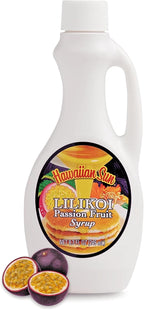 Hawaiian Sun Lilikoi Passion Fruit Syrup for Pancakes And Waffles for Breakfast - Flavored Pancake Syrup Made w/Exotic Passion Fruit Puree - Real Exotic Lilikoi Puree Breakfast Foods Flavoring 8.3oz