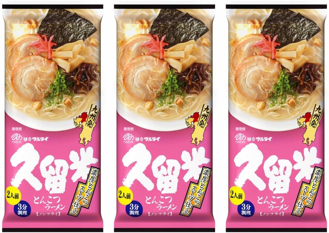 Marutai Kurume Tonkotsu Instant Noodle Soup Ramen Non-fried 6 Servings (2servings Set Of 3)