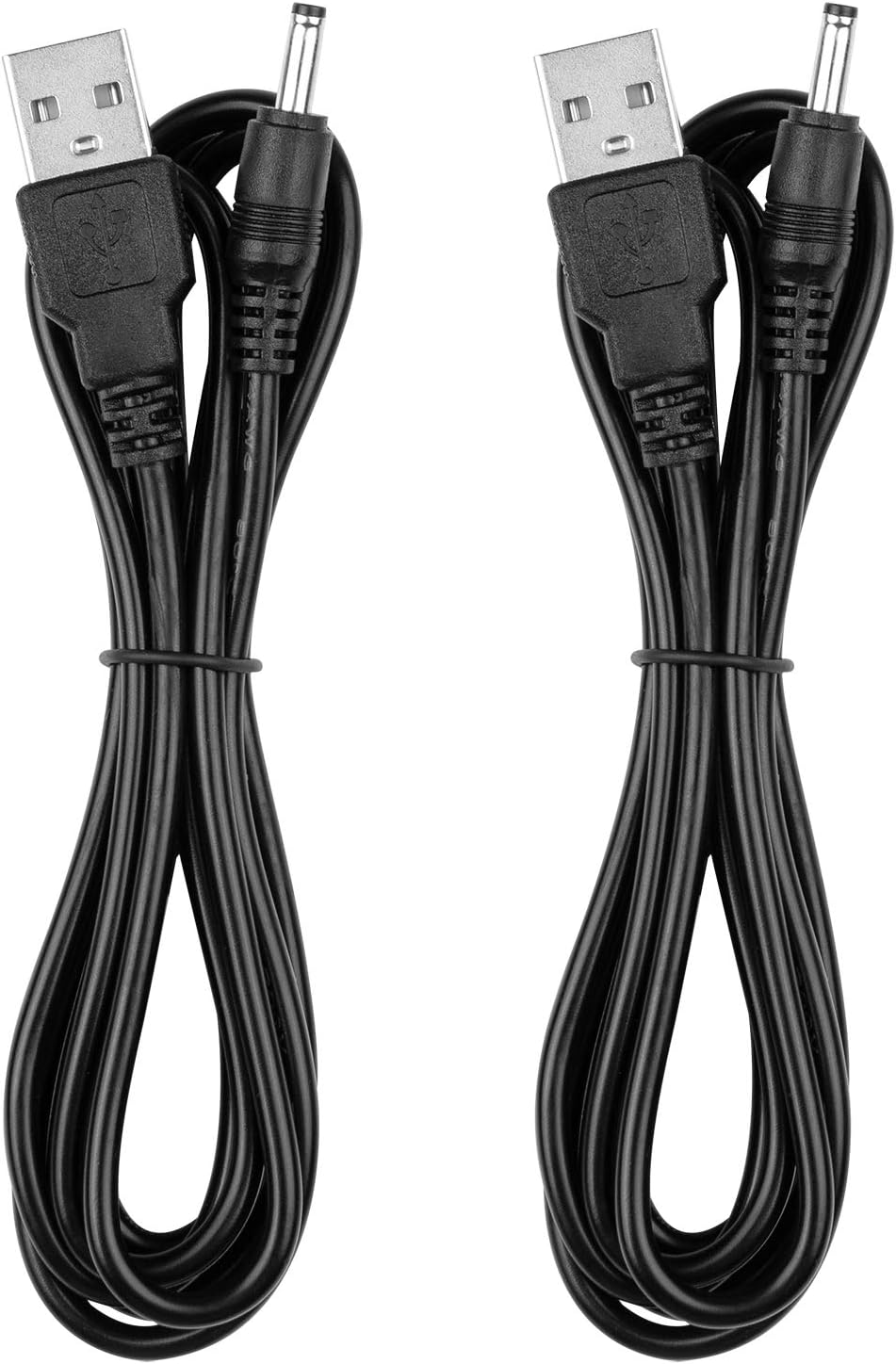 Electric Toothbrush Charger Cable Replacement for Fairywill Sonic, Bitvae D2 Sonic, Vekkia, Dnsly, Gloridea Brush and Foreo Luna 3 - USB Cord 5 ft Black (2-Pack)