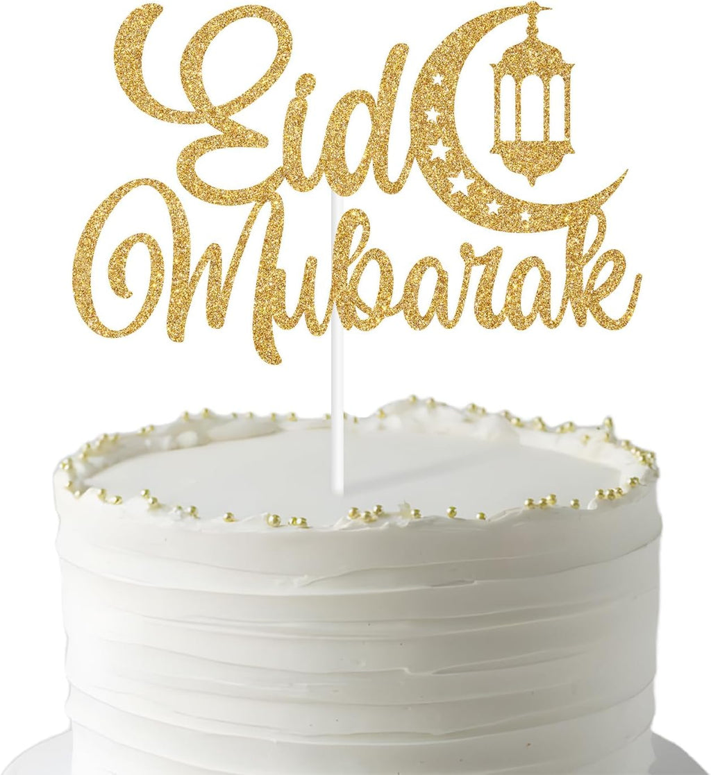 Eid Mubarak Cake Topper, Happy Eid, Muslim Ramadan Kareem, Hajj Mubarak Festival Party Decorations Supplies